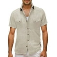 thumbnail image 1 of RUTAYY Men's Shirts Summer Short Sleeve Solid Color Turndown Collar Business Casual Button Down Breathable Comfort Fashion Resort Blouse, 1 of 7