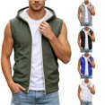 thumbnail image 1 of RUTAYY Men's Sleeveless Zip Up Hoodie Drawstring with Pocket Solid Color Casual Vest Sweatshirt Army Green, 1 of 6