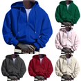 thumbnail image 1 of RUTAYY Men's Solid Color Zip Up Hoodie Full Zipper Loose Fit Daily Long Sleeve Hooded Tops Blue, 1 of 7