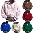 thumbnail image 1 of RUTAYY Men's Solid Color Zip Up Hoodie Full Zipper Loose Fit Daily Long Sleeve Hooded Tops Pink, 1 of 7