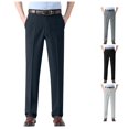 thumbnail image 1 of RUTAYY Men's Straight Leg Dress Pants Solid Color Button Fly Pleated Front Business Casual Trousers Blue, 1 of 5