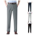 thumbnail image 1 of RUTAYY Men's Straight Leg Dress Pants Solid Color Button Fly Pleated Front Business Casual Trousers Grey, 1 of 5