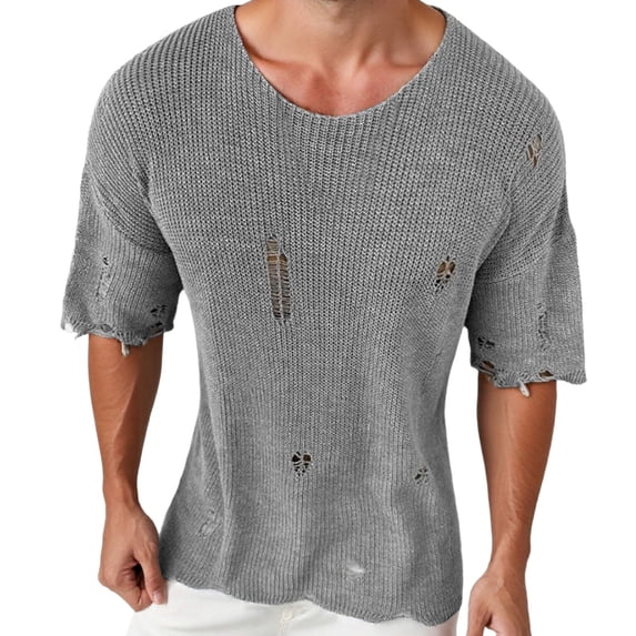 RUTAYY Men's T-Shirts Crew Neck Short Sleeve Solid Color Tee Shirts Comfortable Everyday Casual Wear Fashion Seaside Tees