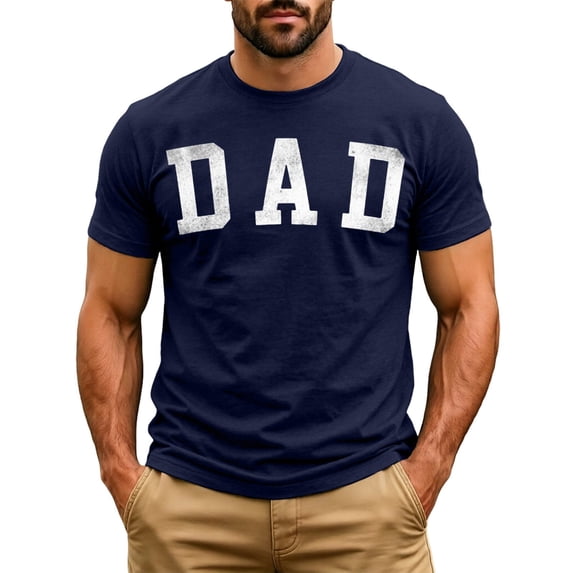 RUTAYY Men's T-Shirts Fathers Day Letter Printed Short Sleeve Crew Neck Breathable Tee Shirts Casual Soft Tops Comfortable Daily Wear Classic Stylish Tees
