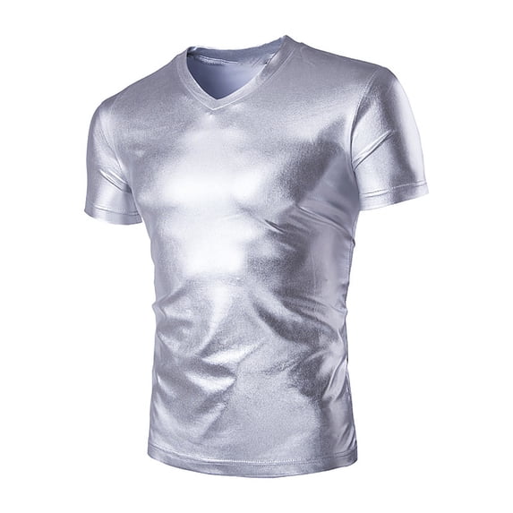 RUTAYY Men's T-Shirts Solid Color V-Neck Short Sleeve Slim Fit Tee Shirts Comfortable Breathable Daily Wear Travel Vacation Tees