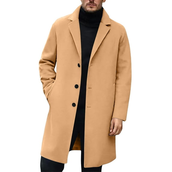 RUTAYY Men's Winter Anoraks Jacket Turndown Collar Long Sleeve Solid Color Cold Weather Comfortable Casual Layer Outerwear Stylish Classic Tops
