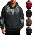 thumbnail image 1 of RUTAYY Men's Zip Hoodie Long Sleeve Loose Fit Abstract Tribal Thorn Print Daily Casual Outerwear Sweatshirt Grey, 1 of 4