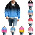 thumbnail image 1 of RUTAYY Men's Zip Hoodie Long Sleeve Loose Fit Waffle Fabric Gradient Design Daily Sweatshirt Black, 1 of 4
