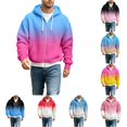thumbnail image 1 of RUTAYY Men's Zip Hoodie Long Sleeve Loose Fit Waffle Fabric Gradient Design Daily Sweatshirt Sky Blue, 1 of 4