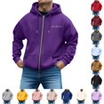 thumbnail image 1 of RUTAYY Men's Zip Up Hoodie Long Sleeve Front Pocket Cursive Letter Graphic Jacket Sweatshirt Dark Purple, 1 of 4