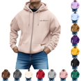 thumbnail image 1 of RUTAYY Men's Zip Up Hoodie Long Sleeve Front Pocket Cursive Letter Graphic Jacket Sweatshirt Khaki, 1 of 4