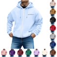 thumbnail image 1 of RUTAYY Men's Zip Up Hoodie Long Sleeve Front Pocket Cursive Letter Graphic Jacket Sweatshirt Light Blue, 1 of 4
