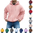 thumbnail image 1 of RUTAYY Men's Zip Up Hoodie Long Sleeve Front Pocket Cursive Letter Graphic Jacket Sweatshirt Light Pink, 1 of 4