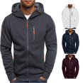thumbnail image 1 of RUTAYY Men's Zip Up Hoodie Long Sleeve Multi Zipper Pocket Drawstring Hood Casual Jacket Sweatshirt Grey, 1 of 5