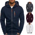 thumbnail image 1 of RUTAYY Men's Zip Up Hoodie Long Sleeve Multi Zipper Pocket Drawstring Hood Casual Jacket Sweatshirt Navy, 1 of 5