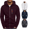thumbnail image 1 of RUTAYY Men's Zip Up Hoodie Long Sleeve Multi Zipper Pocket Drawstring Hood Casual Jacket Sweatshirt Red, 1 of 5