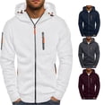 thumbnail image 1 of RUTAYY Men's Zip Up Hoodie Long Sleeve Multi Zipper Pocket Drawstring Hood Casual Jacket Sweatshirt White, 1 of 5