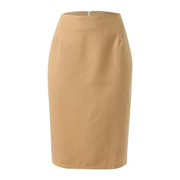 RUTAYY Pencil Plaid Skirts For Women Fall Winter High Waisted Bodycon Knee Length Wool Midi Skirt With Slit Solid Color Smocked Boho Pleated Skirts