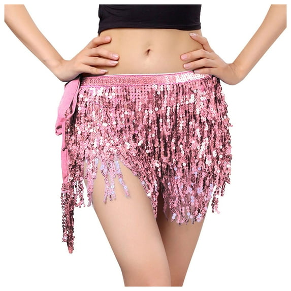 RUTAYY Sequin Fringe Women Nightclub Skirt Stage With Sparkly Sparkly Fashion Skirt Solid Color Flowy Swing Pleated Beach Skirts