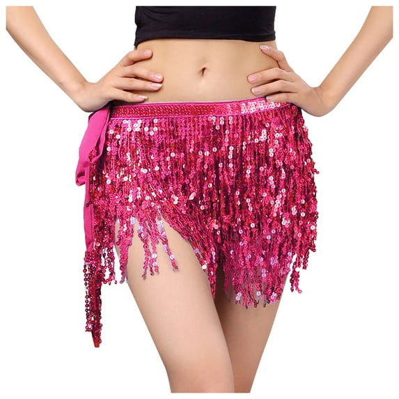 RUTAYY Sequin Fringe Women Nightclub Skirt Stage With Sparkly Sparkly Fashion Skirt Solid Color Flowy Swing Skirts