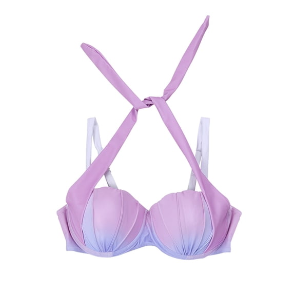RUTAYY Strappy Seashell Bikini Tops Gradient Swim Tops Push Up Swimwear Tops For Women With Underwire Bohemian Beachwear
