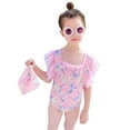 thumbnail image 1 of RUTAYY Summer Toddler Girls Sleeveless Prints Swimwear Beach Swimsuit Bikini Cap Set Pool Brazilian Beachwear, 5-6 Years, 1 of 6