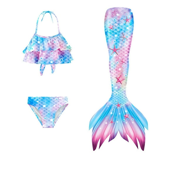 RUTAYY Swimsuit Colorful Fishtail Swimsuit Girls Swimwear Summer Beach Vacation Pool Bathing Suits Baby Spa Swimsuit Vacation Bohemian Beachwear, 4-5 Years