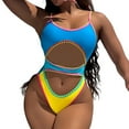 thumbnail image 1 of RUTAYY Swimsuit For Women Neon Color Block Bathing Suits Full Coverage Swimwear Seaside Swim Wear, 1 of 8