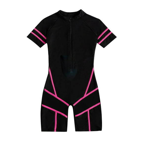 RUTAYY Swimwear Women Color Block Rash Guard Mesh Splicing Hawaii Surf Suit Knee Length Wetsuit Beach Vacation Swim Wear