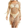 thumbnail image 1 of RUTAYY Swimwear Women Long Sleeved Bikini Knitted Beach Smock Hand Hook Hollow Knit Skirt Bohemian Swim Wear, 1 of 7