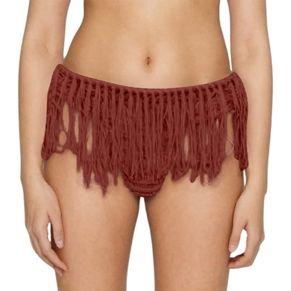 RUTAYY Swimwear Women Summer Solid Color Fashion Beach Style Knitted Tassel Elastic Bikini Shorts Swimming Pants Summer Beachwear