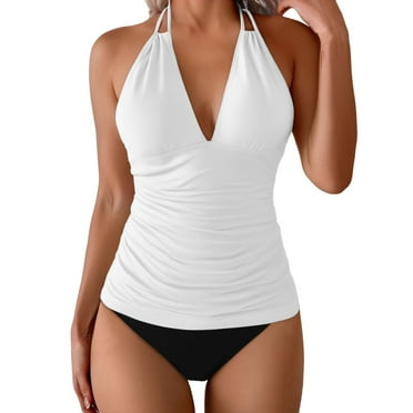 RUTAYY Swimwear Women Tankini Tops V-Neck Swim Tops Bathing Suit Tops Summer Beachwear