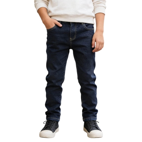 RUTAYY Teen Boys Distressed Jeans High Street Long Denim Pants with Pocket Comfortable Stretch Holiday Chic Trousers