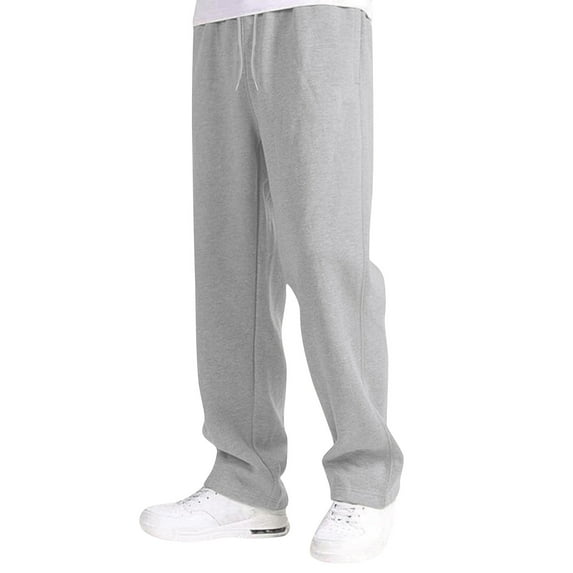 RUTAYY Teen Boys Girls Pants Baggy Sweatpants Straight Leg Solid Color Open Bottom Casual Slacks Elastic Waist Athletic Joggers with Pockets Drawstring Versatile Vacation Trousers