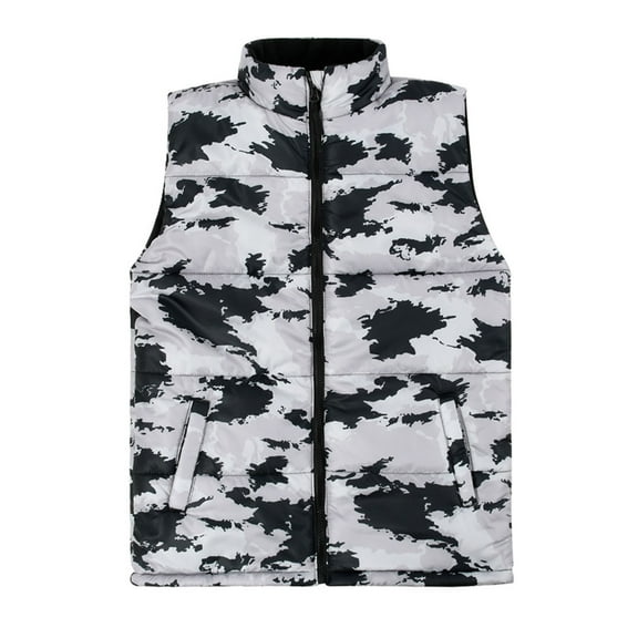 RUTAYY Teen Boys Girls Puffer Vest Outside Winter Warm Thick Sleeveless Vests Camo Uflage Trendy Vibrant Coat