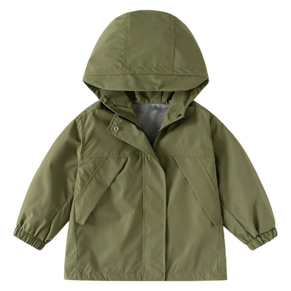 RUTAYY Boys Hooded Jacket Long Sleeve Solid Color Windbreaker Lightweight Zipper Tops Outdoor Casual Relaxed Classic Coat