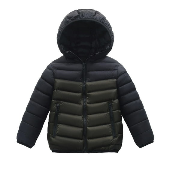RUTAYY Teen Boys Puffer Jacket Winter Down Coat with Contrast Sleeves Warm Quilted Outerwear Windproof Cold Weather Casual Holiday Coat