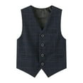 thumbnail image 1 of RUTAYY Teen Boys Suit Vest Solid Color Button Plaid Sleeveless Streetwear Casual Daily Wear Versatile Vacation Coat, 1 of 2