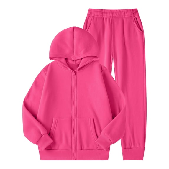 RUTAYY Teen Girls Clothing Sets Long Sleeve Winter Plush Lined Hoodie Pants Cozy Warm Pullover Tracksuit Casual Playwear Chic Classic Outfit Sets
