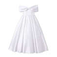 thumbnail image 1 of RUTAYY Teen Girls Dress Formal Off Shoulder Solid Color Big Bow Floor Length Gown Party Breathable Comfortable Beach Vacation Dresses, 1 of 4