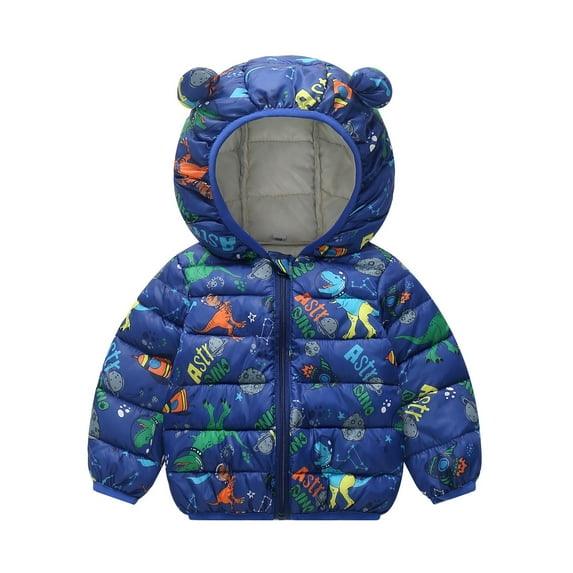 RUTAYY Teen Girls Hooded Jacket Winter Cute Cartoon Print Long Sleeve Warm Thermal Insulated Outerwear Classic Trendy Coat