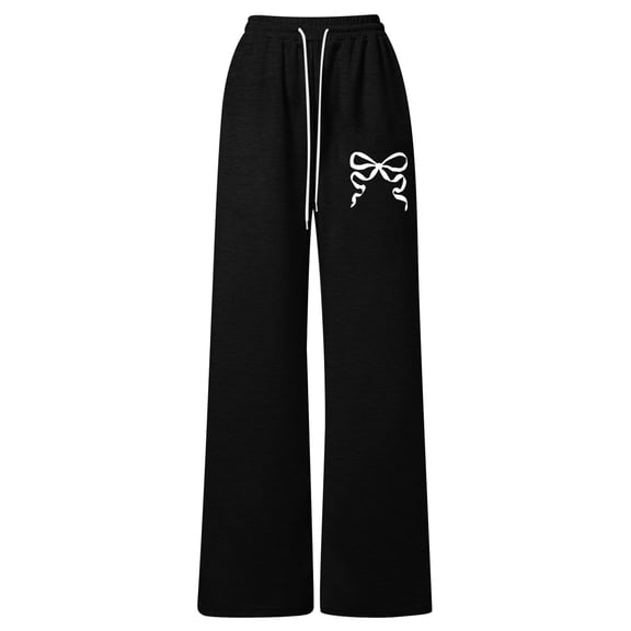 RUTAYY Teen Girls Joggers Bow Detail Loose Fit Straight Leg Pants with Back Pocket Soft Comfortable Travel Elegant Trousers
