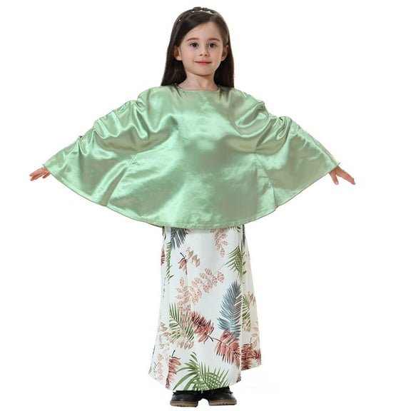RUTAYY Teen Girls Outfit Sets Leaf Print Batwing Top and Dress Set Casual Outfit Summer Fall 3-15 Years Casual Clothing Sets