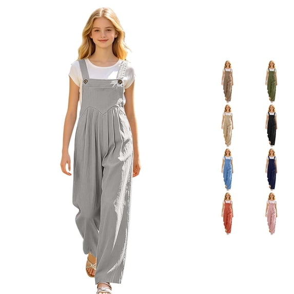RUTAYY Girls Pants Casual Long Mid Waist Solid Color Denim Overalls Bottom Everyday Wear Vibrant Holiday Trousers