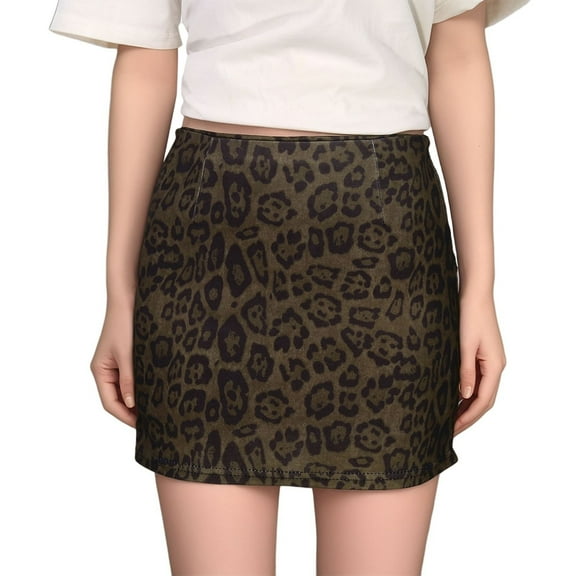 RUTAYY Teen Girls Short Skirt Elegant Leopard Print Mini Skirt Bodycon Short Skirt Mini Skirts Fashion Skirt, Coffee, 11-12 Years