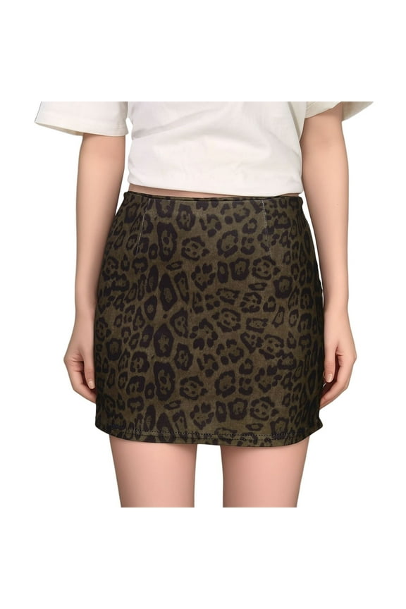 Teen Girls Short Skirt Elegant Leopard Print Mini Skirt Bodycon Short Skirt Mini Skirts Fashion Skirt, Coffee, 11-12 Years