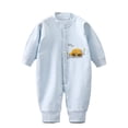 thumbnail image 1 of RUTAYY Toddler Boys Girls Sleepwear Summer Fall New Long Sleeved Clothes Boneless Sewing Cotton Blend Bodysuit Fashionable & Breathable, Blue, 12-18 Months, 1 of 4