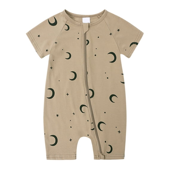 RUTAYY Toddler Boys Jumpsuit Summer Short Sleeved Baby Print Double Zipper Crawl Bodysuit Classic Versatile Onesie, C, 18-24 Months