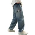 thumbnail image 1 of RUTAYY Toddler Boys Loose Fit Jeans Oversized Straight Leg Denim Overalls Wide Leg Baggy Pants For Big Boys Spring Casual Wear Trouser Relaxed Fit Pants, 1 of 9