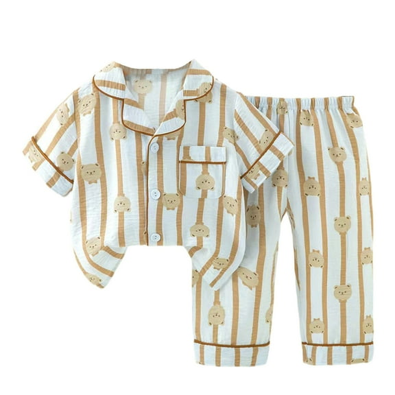 RUTAYY Toddler Girls Clothing Pajama Sets Cute Print Turndown Collar Long Sleeve with Button Tops Elastic Waist Pants Sleepwear Outfit Comfortable Fun & Vibrant Designs